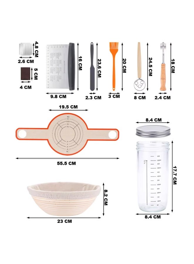 طقم متكامل لتحضير خبز الساوردو – سلة تخمير الخبز وأدوات احترافية لصناعة الخبز - Image 2
